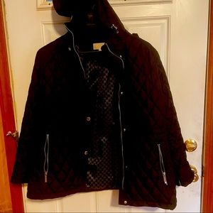New wo Tags Black Michael Kors quilted Coat size Large